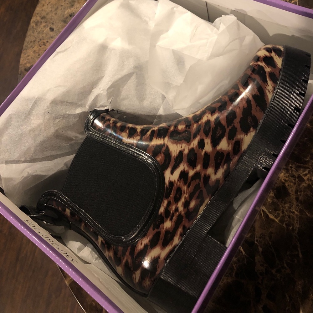 Cheetah Rain boots. New In box